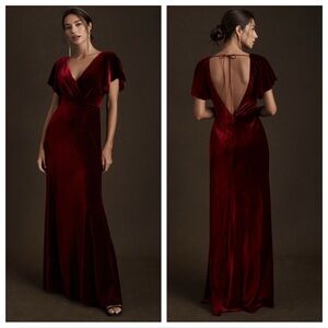 Jenny Yoo Ellis Dress Red Velvet Gown Anthropologie
